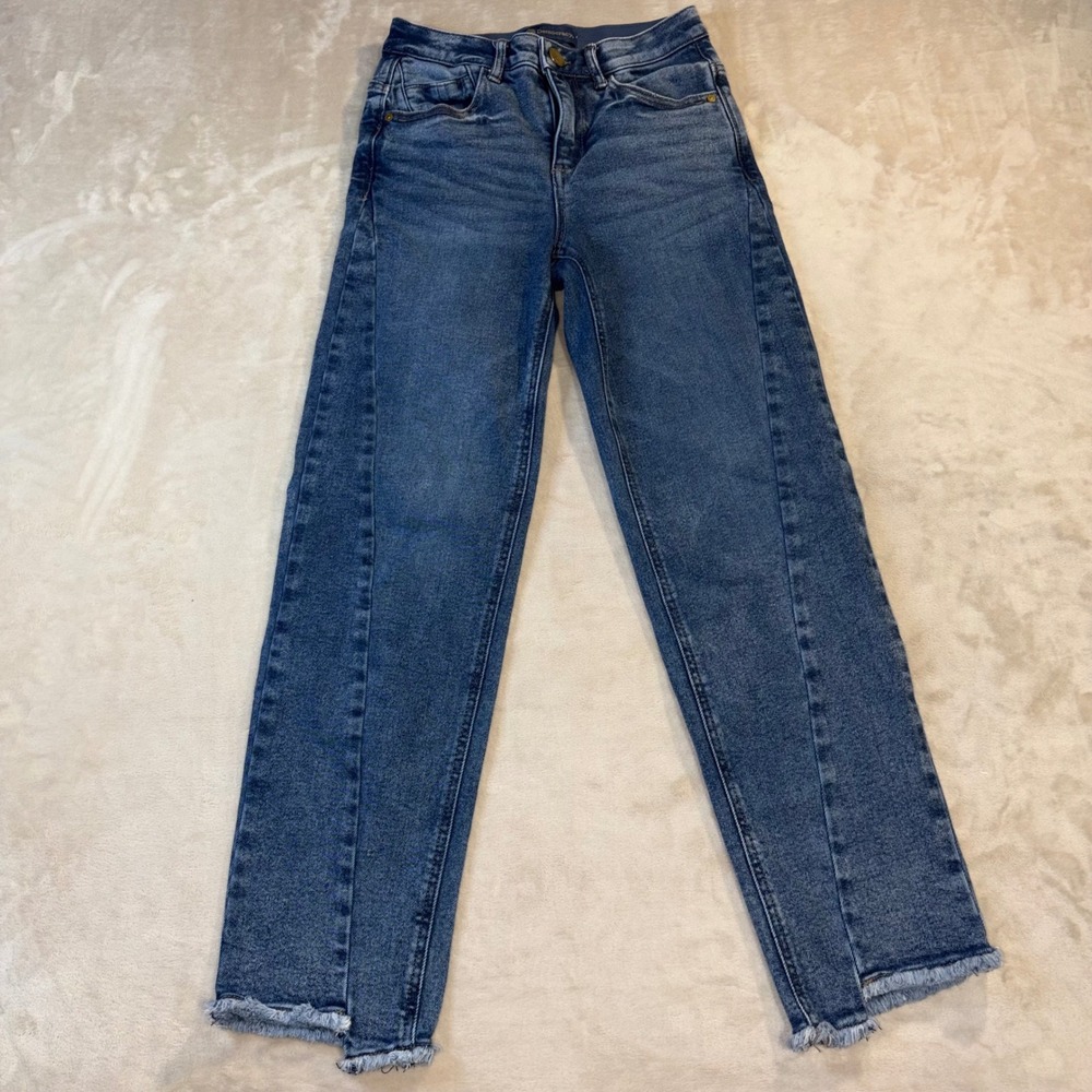 Democracy Absolution Straight Leg Jeans Blue Frayed Hem Size 2 B2697JEBZ